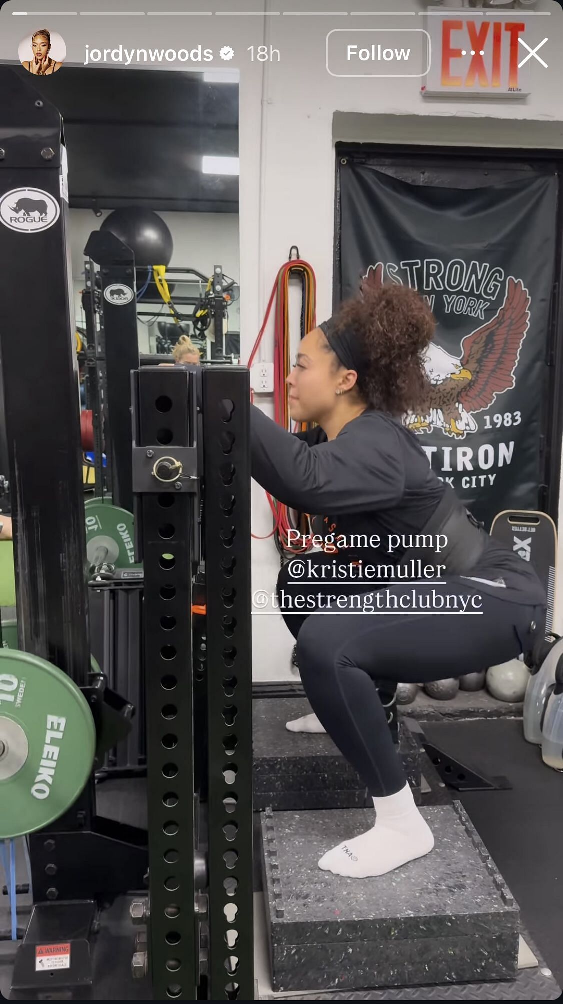 Jordyn Woods performing front squats/Instagram @jordynwoods